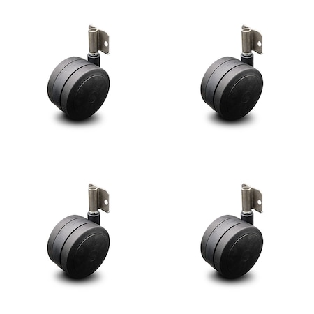 Service Caster 4" Black Soft Twin Wheel Caster with Side Mount Set Service Caster SCC-GR02S100-TPR-BLK-716-4-CB180-4